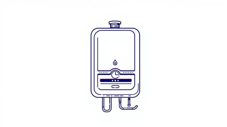 Illustration of a Riva Plus water heater featuring a temperature gauge and pipes, showcasing the efficiency typical of a combi boiler.