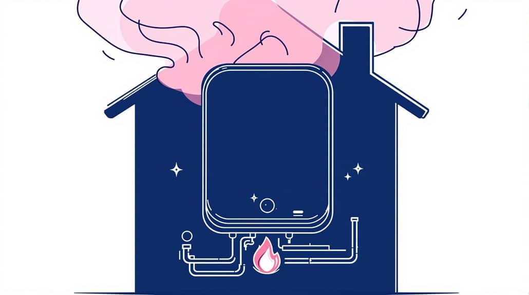Illustration of a house with a Glow Worm Combi Boiler at the center. Steam rises from the chimney, while various pipes and a flame symbol are visible below, showcasing the efficient design of an Ultimate3 system.